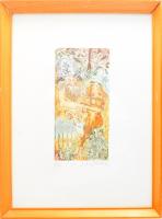 Kondor Lajos (1926-2006): Ősz. Színes rézkarc, papír, jelzett, számozott (2/100), üvegezett fakeretb...