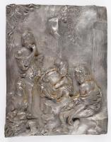 Gipsz zsánerjelenet falidísz, 21x16 cm