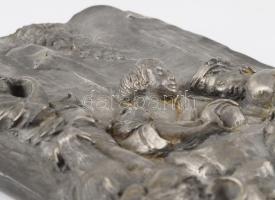 Gipsz zsánerjelenet falidísz, 21x16 cm