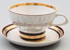 Orosz csésze alátéttel, jelzett, d: 14 cm