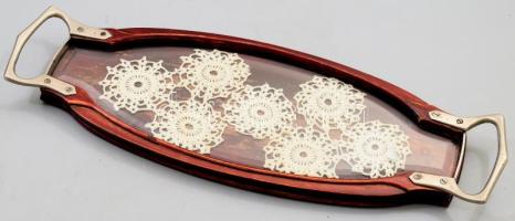 Horgolás berakással tálca, 40x15 cm