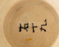 cca 1900 Japán váza, jelzett, restaurált, m: 15 cm