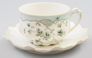 MZ Austria szecessziós csésze alátéttel, jelzett, d: 16 cm