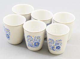 Hollóházi 6 darab pohár, jelzett, hibátlan, m: 7 cm
