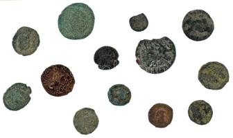Római Birodalom vegyes, 13db-os gyengébb állapotú és/vagy töredékes érmetétel T:F,VG Roman Empire 13pcs coin lot in weaker or cracked condition C:F,VG