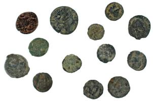 Római Birodalom vegyes, 13db-os gyengébb állapotú és/vagy töredékes érmetétel T:F,VG Roman Empire 13pcs coin lot in weaker or cracked condition C:F,VG