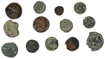 Római Birodalom vegyes, 13db-os gyengébb állapotú és/vagy töredékes érmetétel T:F,VG Roman Empire 13pcs coin lot in weaker or cracked condition C:F,VG