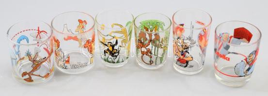 6 darab klf mesemintás üvegpohár, m: 9,5 cm alatt