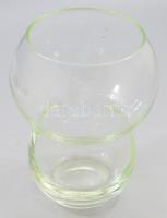 Középen tagolt design üvegváza, hibátlan, m: 19,5 cm