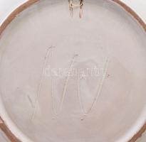 Iparművész dísztál, jelzett, d: 27 cm