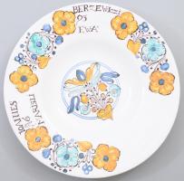 Ónmázas habán dísztányér másolat, d: 31,5 cm