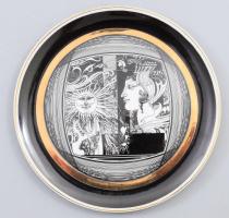 Hollóházi Szász Endre által tervezett tál, jelzett, hibátlan, d: 15,5 cm