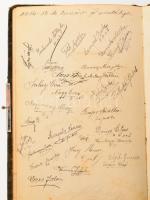 1915-1917 Régi emlékkönyv, Orosházán ill. Szabadkán kelt bejegyzésekkel, aláírásokkal, kissé sérült ...