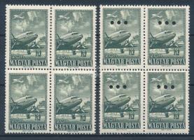 1957 Légiposta záróérték normál + hármaslyukasztású négyestömbben