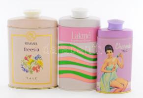 cca 1960/70 3 darab púderes üveg, m: 12 cm alatt