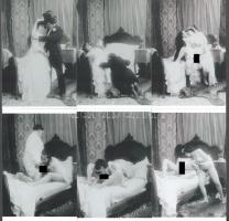 cca 1910 "Nászéjszaka hat képen elmesélve", szolidan erotikus felvételek, 6 db modern nagyítás, jelzés nélkül, 15x10 cm