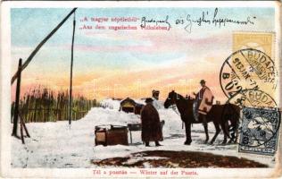 1913 A magyar népéletből, Tél a pusztán / Hungarian folklore, winter. TCV card (kopott sarkak / worn corners)