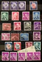 2 db közepes berakó 8 vastag fekete lappal, szürke borítóval, tokkal, bennük pár száz régi USA bélye...