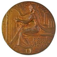 Klaudinyi László (1904-1984) 1946."Diósgyőri Vasgyári Zenekar 1896-1946" egyoldalas, öntött bronz plakett (123,5mm) T:XF, patina, hátoldalán forrasztásnyom