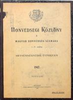 Honvédségi Közlöny a Magyar Honvédség számára. 1-37. sz. Hetvennegyedik évfolyam. 1947. [Egybekötve]. Szerk.: Páhok Béla. Bp., 1948, Szikra. Félvászon-kötésben, kissé viseltes borítóval, intézményi bélyegzőkkel.