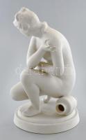 Biszkvit porcelán női akt, kopással, m: 23,5 cm