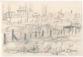 Nolipa István Pál (1907-1986): Kertek alján, 1954. Ceruza, papír. Jelzett. Néhány kevés egészen apró folttal. 13x19 cm