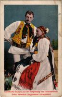 Nagyszeben, Hermannstadt, Sibiu; Szász parasztok Nagyszeben környékéről. Nr. 638. Kunstanstalt Jos. Drotleff, Hermannstadt. Nachdruck veerboten. 1917. / Sächsische Bauern aus der Umgebung / Transylvanian Saxon folklore (EB)