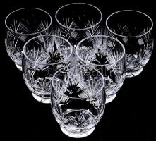 Kristály italos pohár szett, csiszolt mintával, 6 darab, hibátlan, m: 8 cm