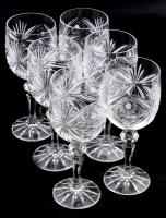 Kristály talpas italos pohár szett, csiszolt mintával, 6 darab, hibátlan, m: 18 cm
