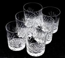 Kristály whiskey pohár szett, 6 darab, egyiken pici pattogzással, m: 10 cm