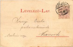 1899 (Vorläufer) Szeged, Dugonics tér a Kir. ítélő táblával, színház, Széchenyi tér a Városházával. ...