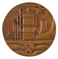 1980 k. "Kazincbarcika városért" kétoldalas öntött bronz plakett (~97-98mm) T:AU