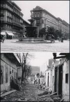 cca 1920 és 1972 Budapest, Kálvin tér és Óbuda, 2 db modern nagyítás, jelzés nélkül, 21x15 cm