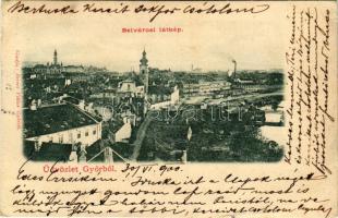 1900 Győr, Belváros, látkép. Berecz Viktor kiadása (EB)