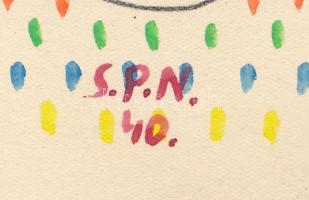 Nolipa István Pál (1907-1986), kétoldalas rajz: Modern csendélet, 1940; Öböl és házak, 1936. Ceruza,...