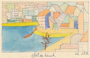 Nolipa István Pál (1907-1986), kétoldalas rajz: Modern csendélet, 1940; Öböl és házak, 1936. Ceruza,...