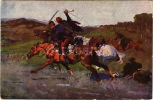 Kozák halál Máramarosban, huszár. Hadsegélyező 1914. / The death of Cossacks in Maramures, Hungarian hussar. s: Juszkó (EK)
