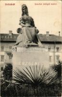 1911 Bártfafürdő, Bardejovské Kúpele, Bardiov, Bardejov; Erzsébet királyné (Sissi) szobor, Deák szálloda. Horovitz kiadása / Empress Elisabeth (Sisi) monument, hotel (EK)