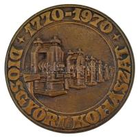 Asszonyi Tamás (1942-) 1970. "Diósgyőri Kohászat 1770-1970" kétoldalas, öntött bronz emlékplakett (82,5mm) T:AU
