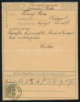 1890 Táviratlap 12kr díjkiegészítéssel a Hernándi papírgyárból küldve, "BESZTERCZEBÁNYA / KOCSIPOSTA"