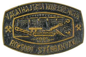1985. "Vágathajtási Konferencia Borsodi Szénbányák" egyoldalas, részben festett, öntött bronz plakett (81,5x123mm) T:XF