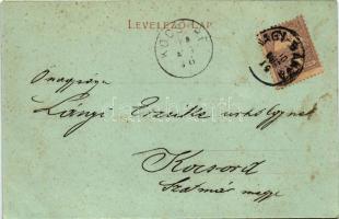 1900 Nagybánya, Baia Mare; Református templom este holdfényben. Molnár Mihály kiadása / Calvinist ch...