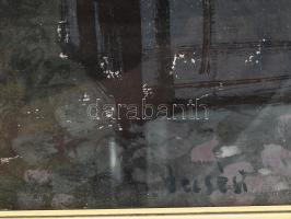 Vecsési Sándor (1930-2015): Falusi táj (alakokkal). Olaj, farost. Jelzett. Hátoldalán Képcsarnok Vál...