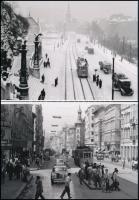 cca 1958 Budapesti villamosok, 2 db modern nagyítás, jelzés nélkül, 15x21 cm