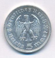 Német Harmadik Birodalom 1936A 5M Ag "Paul von Hindenburg" T:XF German Third Reich 1936A 5 Reichsmark Ag "Paul von Hindenburg" C:XF Krause KM#86