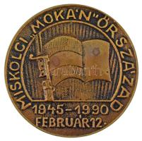 1990. "Miskolci ,,Mokán'' őrszázad 1945-1990 február 12. / Az új szerveződő Magyar Honvédség megalakulásának emlékére - 45 - Bajtársi Találkozó" kétoldalas, öntött bronz emlékplakett (68,5mm) T:XF