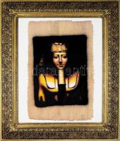 Antik, historizáló, üvegezett fa képkeret, egyiptomi szuvenír képpel, apró kopásnyomokkal, belső méret: kb. 70x55 cm. CSAK SZEMÉLYES ÁTVÉTEL, NEM POSTÁZZUK!