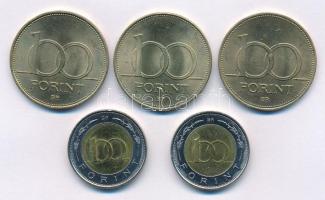 1994. 100Ft Cu-Ni-Zn + 1995. 100Ft Cu-Ni-Zn (2x) + 1997. 100Ft (2x) T:AU,XF patina