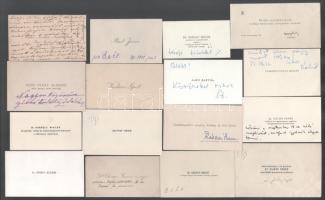 cca 1910-1970 Vegyes névjegykártya tétel, 16 db, közte diplomaták, valamint Jósika Sámuelné, Csáky Albinné, ...stb.