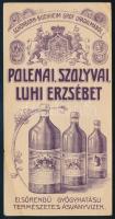 cca 1910 Polenai, Szolyvai, Luhi Erzsébet ásványvizek számolócédula